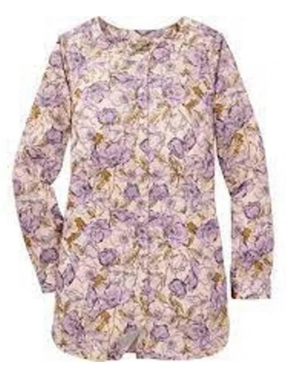 Duluth Trading Company Cotton Wrinklefighter Tunic Lavender Floral